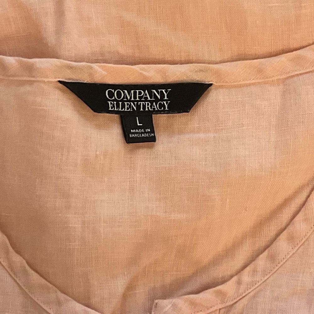 Ellen Tracy Peach Linen Blouse Size Large - Picture 3 of 6